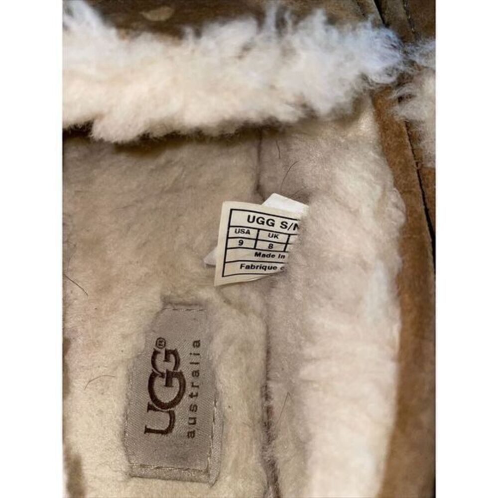 UGG Australia women Ascot Chestnut Brown 5775 Suede Sheepskin Loafer Sz 9 - Picture 5 of 6
